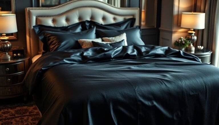 black satin bed set