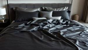 black satin bed sheets