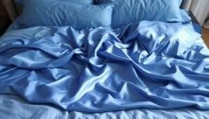 blue silk sheets