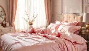 pink silk bed sheets