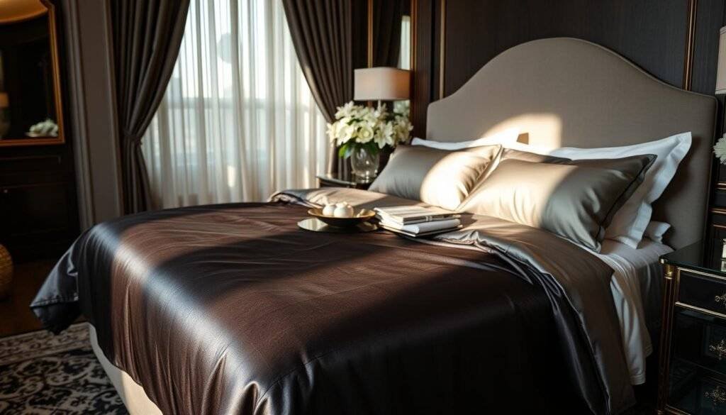 premium black silk sheet set